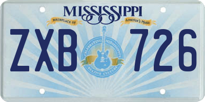 MS license plate ZXB726