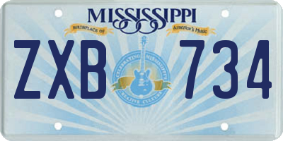 MS license plate ZXB734
