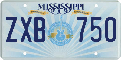 MS license plate ZXB750