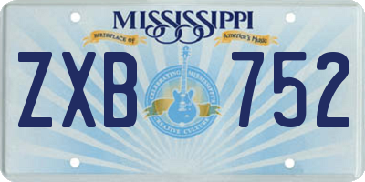 MS license plate ZXB752