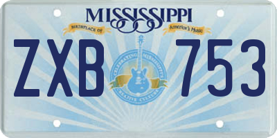 MS license plate ZXB753