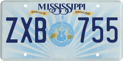 MS license plate ZXB755