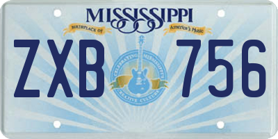 MS license plate ZXB756