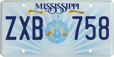 MS license plate ZXB758