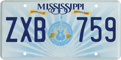 MS license plate ZXB759