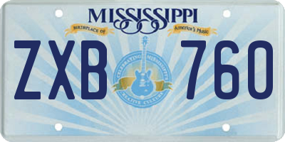 MS license plate ZXB760
