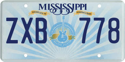 MS license plate ZXB778