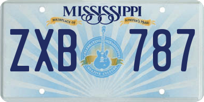 MS license plate ZXB787