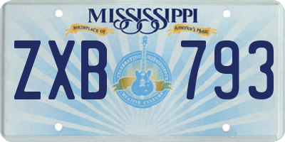 MS license plate ZXB793