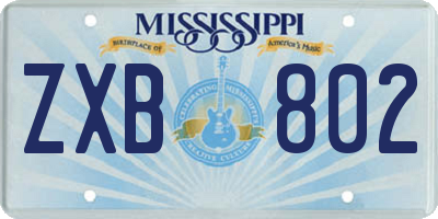 MS license plate ZXB802