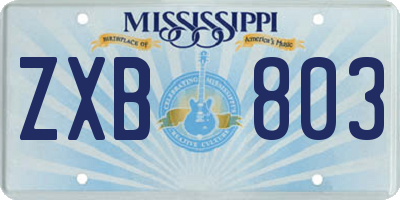 MS license plate ZXB803