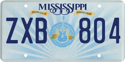 MS license plate ZXB804