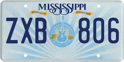 MS license plate ZXB806