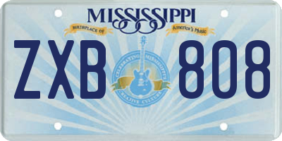 MS license plate ZXB808