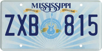 MS license plate ZXB815