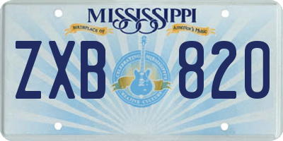 MS license plate ZXB820