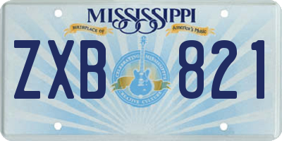 MS license plate ZXB821