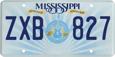MS license plate ZXB827