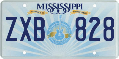 MS license plate ZXB828
