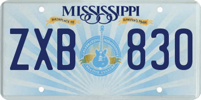 MS license plate ZXB830
