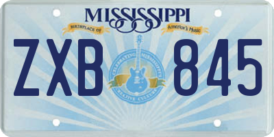 MS license plate ZXB845