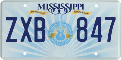 MS license plate ZXB847