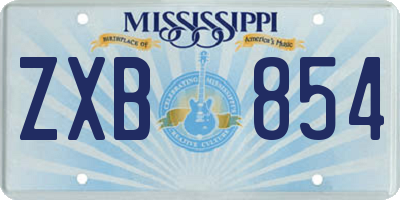 MS license plate ZXB854