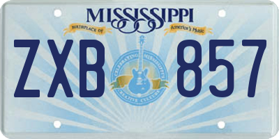 MS license plate ZXB857
