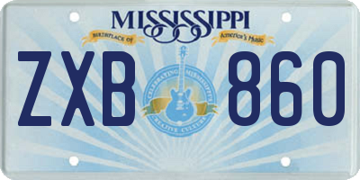 MS license plate ZXB860
