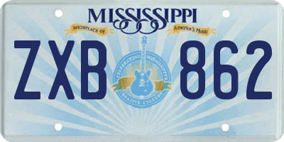 MS license plate ZXB862