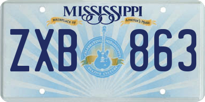 MS license plate ZXB863