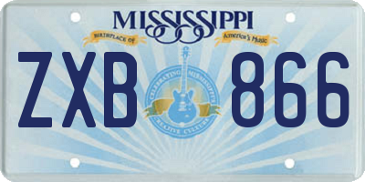 MS license plate ZXB866
