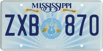 MS license plate ZXB870