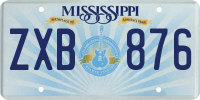 MS license plate ZXB876