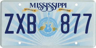 MS license plate ZXB877