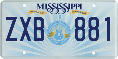 MS license plate ZXB881
