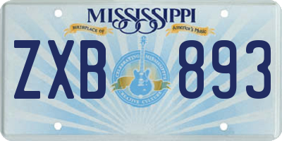 MS license plate ZXB893