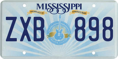 MS license plate ZXB898