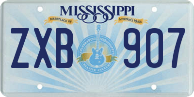 MS license plate ZXB907