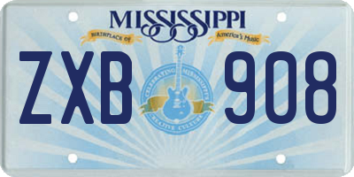 MS license plate ZXB908