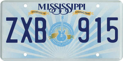 MS license plate ZXB915