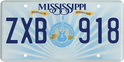 MS license plate ZXB918