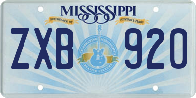 MS license plate ZXB920
