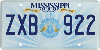 MS license plate ZXB922