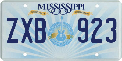 MS license plate ZXB923