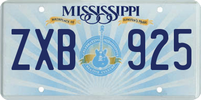 MS license plate ZXB925