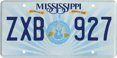 MS license plate ZXB927