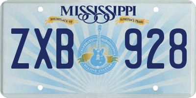 MS license plate ZXB928