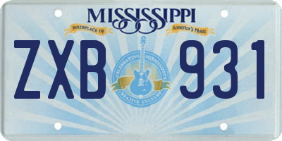 MS license plate ZXB931