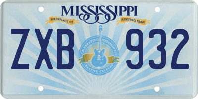 MS license plate ZXB932